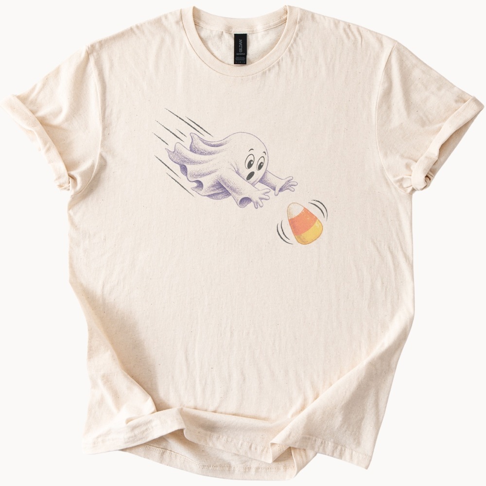 Ghost Diving for Candy Corn Halloween Tee